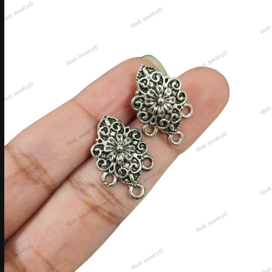 Silver earrings stud components metal earrings findings ESS51