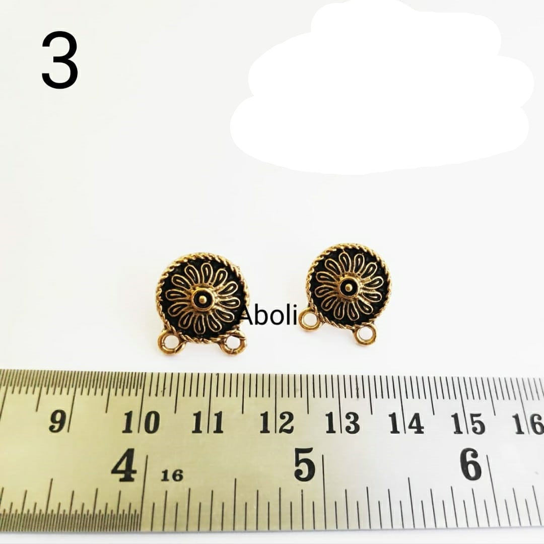 Golden flower stud components metal earrings findings ESG03