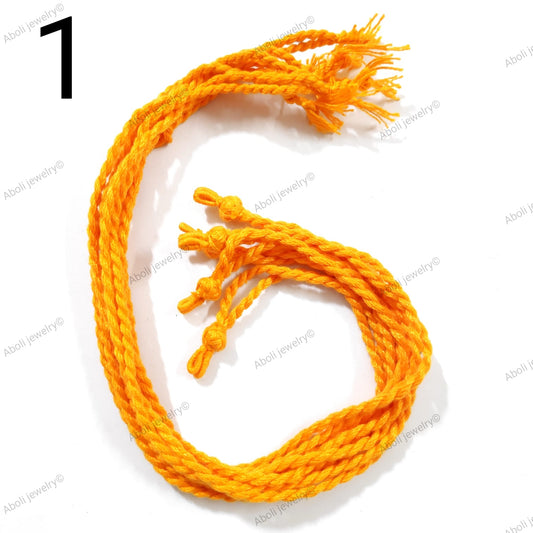 Mango yellow cotton rope necklace braided cord  CNBCPENDANT1