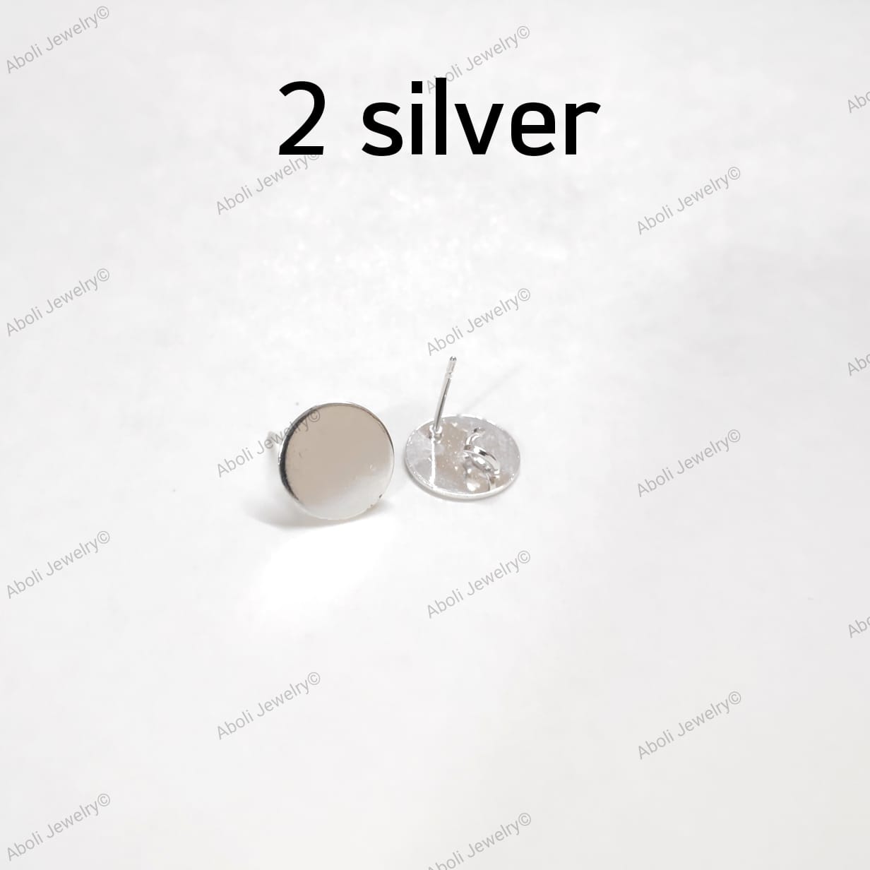 Silver round earrings stud components MESCSR1