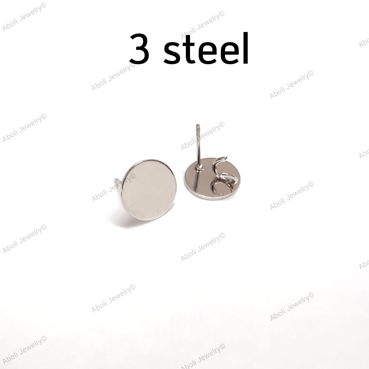 Steel colour round earrings stud components MESCNR1