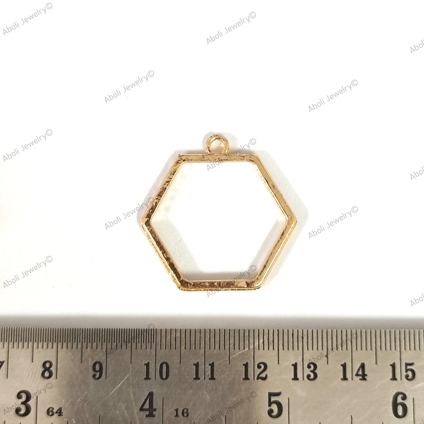 Rose golden hexagon resin bezel open frame pendant charm RZBR19