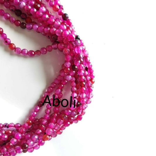 3 mm agate beads dark pink  rondelle agate beads semiprecious gemstone beads  RAB47