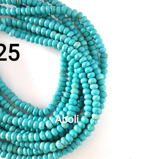 4 X 3 mm teal rondelle agate beads semiprecious gemstone beads  RAB25