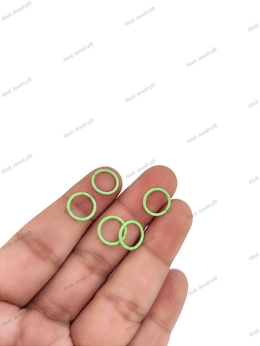 Mint green coloured jump rings 10 mm colored jumprings JRC10MG