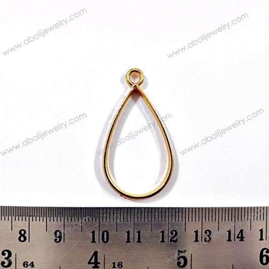 Golden drop resin bezel pendants open bezel frame RZBR10