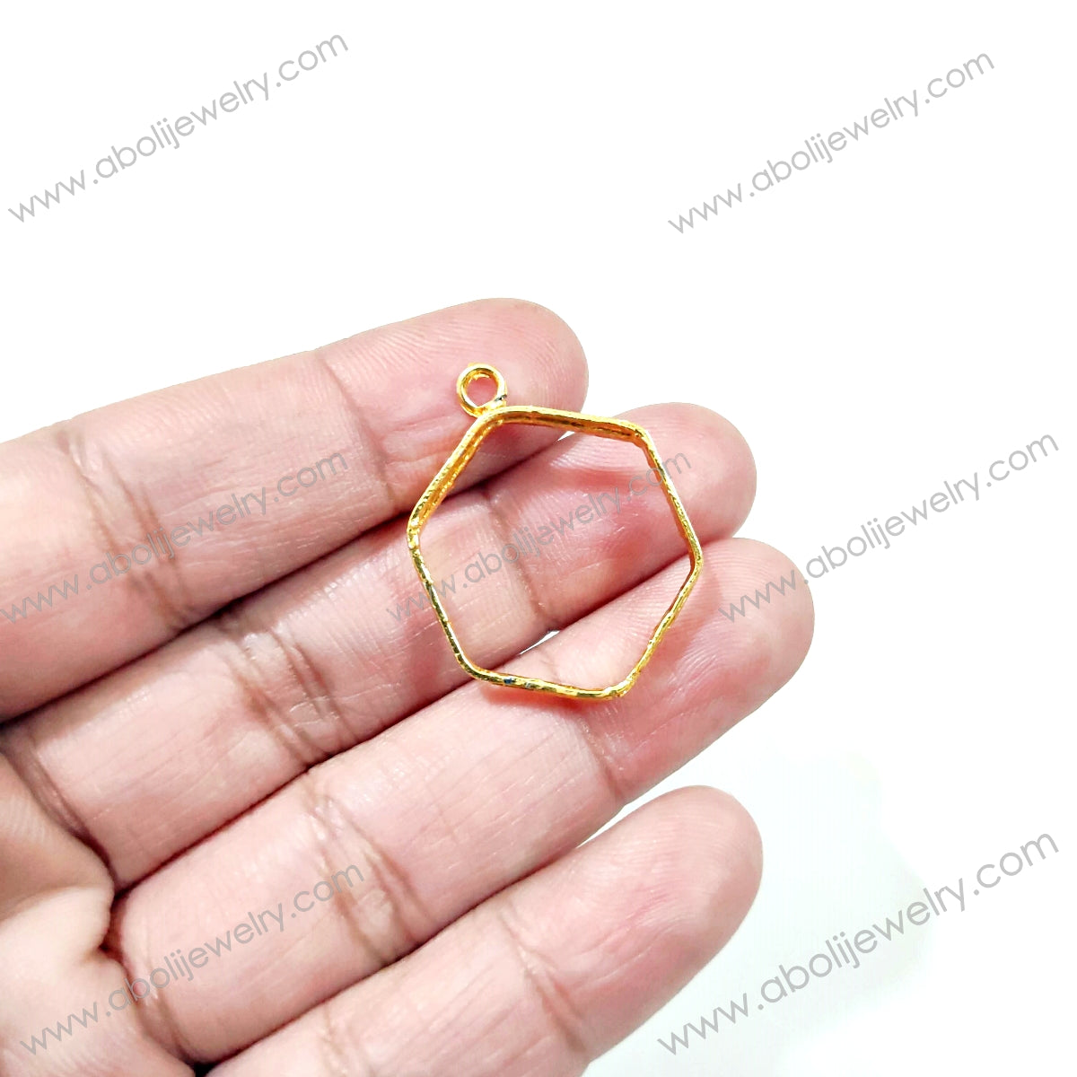 Golden hexagon small bezel charm for resin mini bezel RMB8