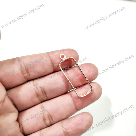 Rose gold rectangle Small bezel charm for resin Mini bezel open bezel RMB10