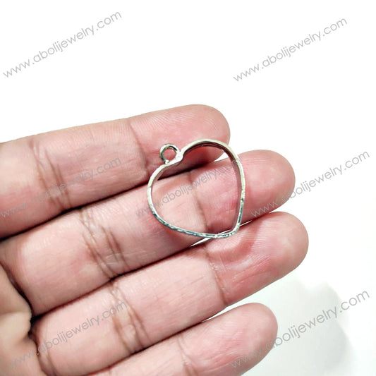 Silver Heart Bezel Small bezel charm for resin Mini open bezel RMB15