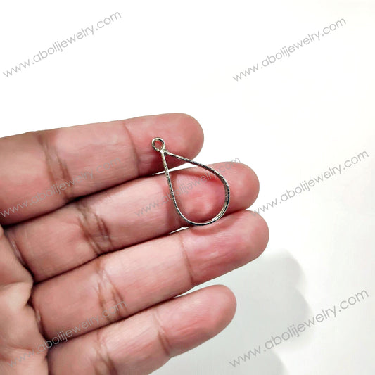 Silver drop bezel charm for resin Mini bezel drop shaped tilak 20 mm long RMB18
