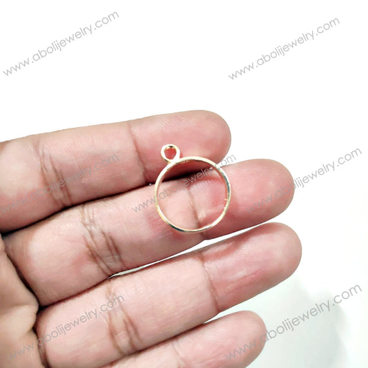15 mm round rose gold Small bezel charm for resin open Mini bezel hollow frame pendant RMB22