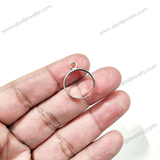 15 mm round silver Small bezel charm for resin OPEN Mini bezel HOLLOW FRAME PENDANT RMB24