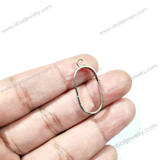 Elongated oval silver small bezel charm for resin Mini bezel open bezels RMB3