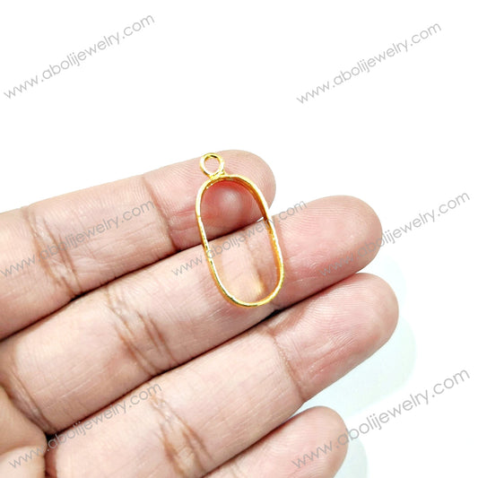 Elongated oval golden Small bezel charm for resin Mini bezel open bezels RMB2