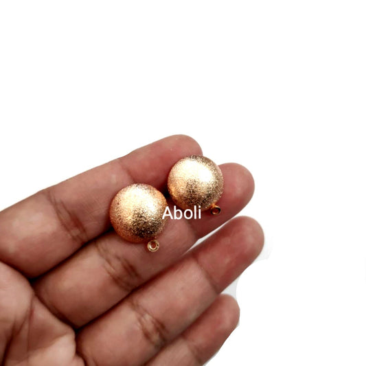 Rose gold stardust half ball studs 15 mm round stud component dome errings findings  STARDUST5RG