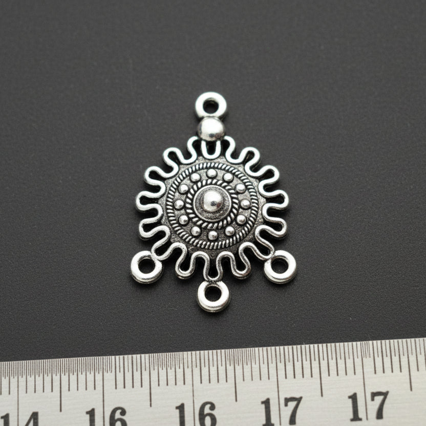 Silver Charm Mandala 3 loop connector CHMS06