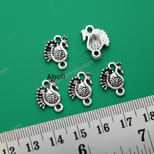 Silver Charm elegant peacock connector set of 5 CHMS20