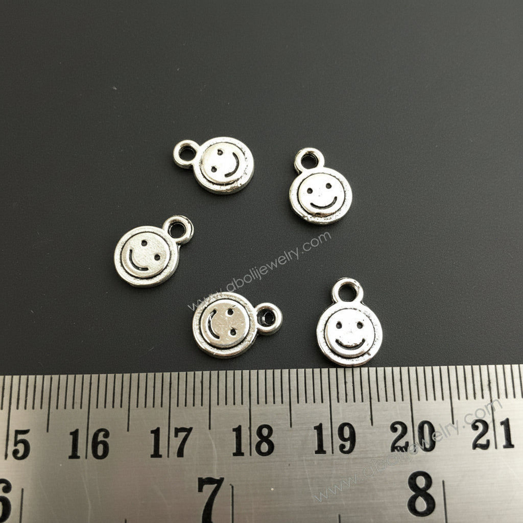 Silver Charm smiley charm smiley emoji charm CHMS12 5 charms