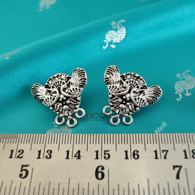 Silver earrings stud components metal earrings findings peacock pair ESS62