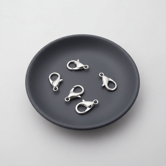 Silver lobster claw clasps Tarnish resistant 12 mm LCCBS12