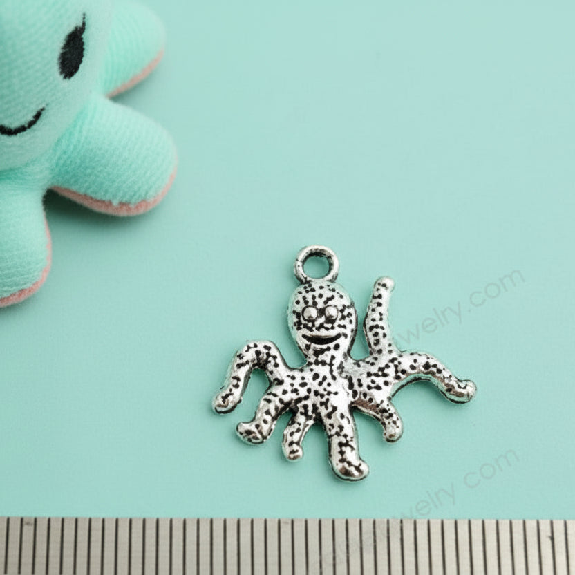 Silver octopus charm ocean sea creature theme animal CHMS13 1 pc