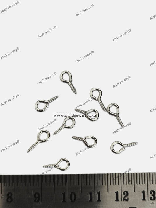 Silver screw eye pins eyelets for resin jewellery resin keychain polymer clay EPSCWS 10 pins