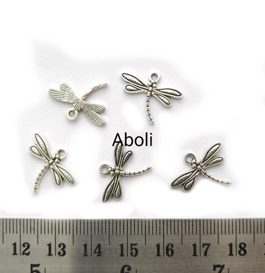 Silver Charm dragonfly charm set of 5 CHMS30