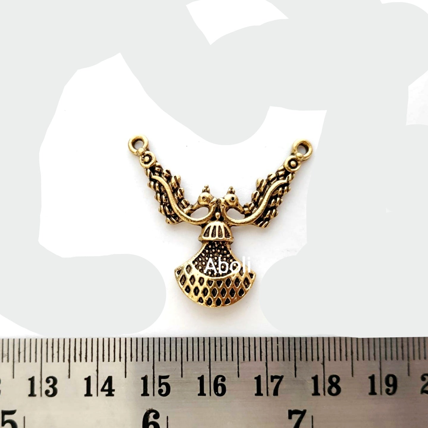 Golden peacocks pendant connector charm CHMG101 1 charm