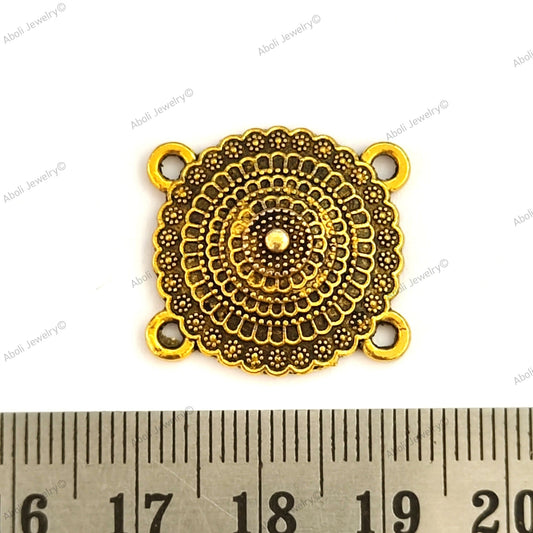 Golden conical circle connector four way Charm CHMG102