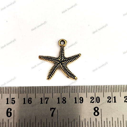 Golden starfish Charm CHMG97 2 charms