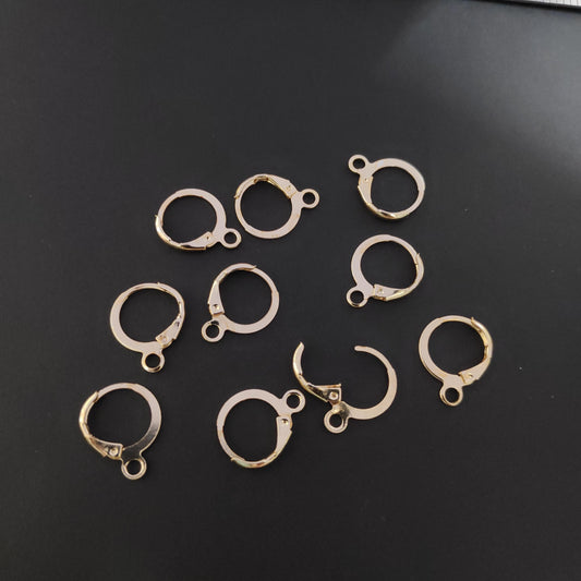 Golden leverback hook earring hooks round leverback earrings components LBEH5