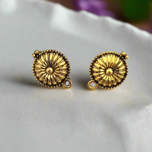 Golden stud earrings component metal earrings findings ESG65