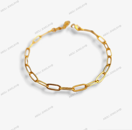 Golden paperclip bracelet chain Tarnish resistant brass big loops BCATG6