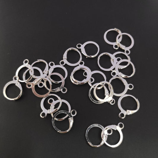 Silver leverback hook earring hooks round leverback earring components LBEH6